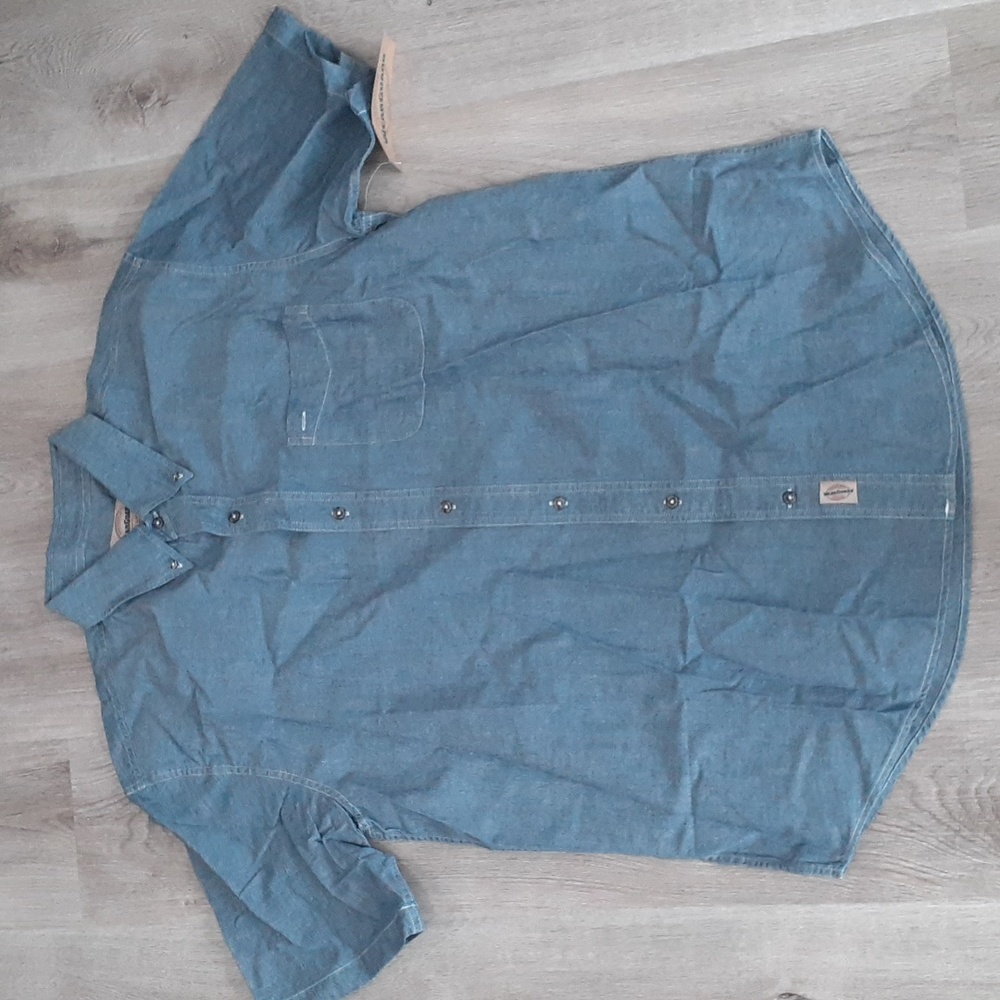WearGuard Chambray Denim Shirt Collared Work Pocket Men's Large Uniform NWT